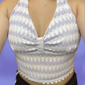 ⚠️SOLD via Instagram⚠️ Lavender crocheted-style crop top☮️